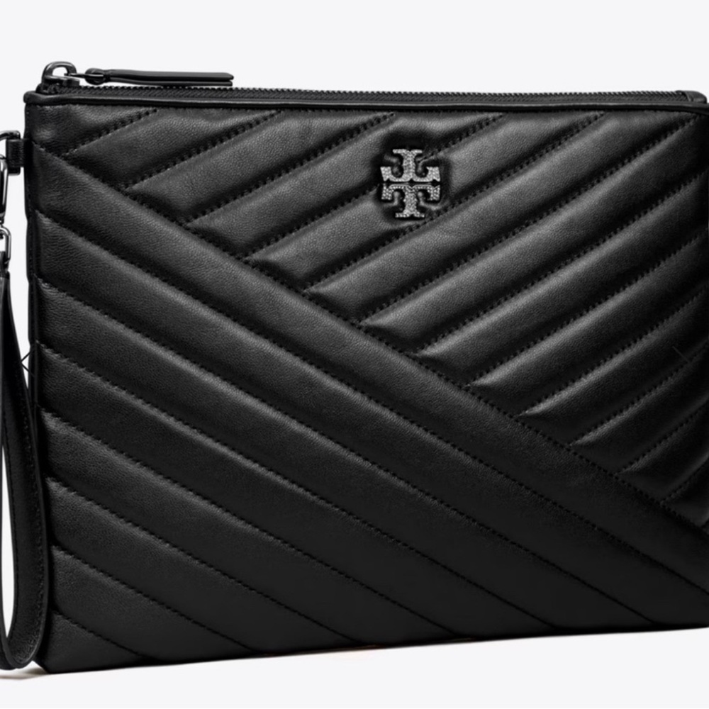 Tory Burch Black Chevron Quilted Wallet